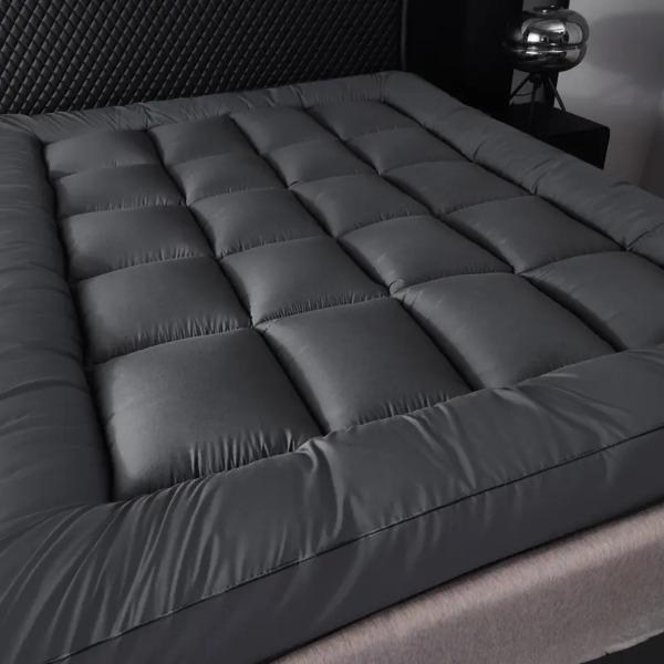 Extra Deep Mattress Topper 4 Inches 10cm Thick Luxury Hotel Quality Fluffy Breathable Bounce Back Comfy Grey Mattresses Toppers with Corner Elasticated Straps Single Double Super King Bedding Size