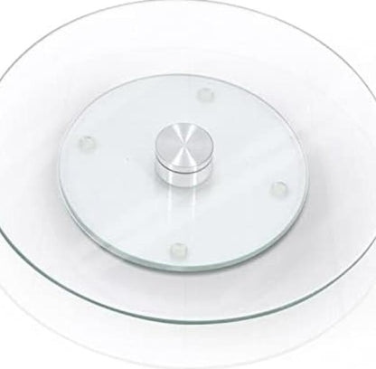Tempered Glass Lazy Susan 360° Rotating Turntable Serving Tray Kitchen Dining Table Organiser & Cake Decorating Rotating Stand