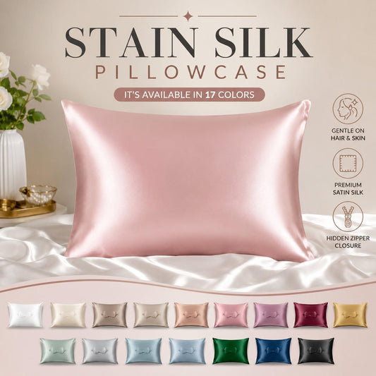 Satin Silk Pillowcases for Hair and Skin 2 Pack Standard Size 50x75cm Envelope Closure Pillow Case