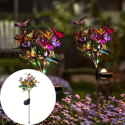 2 Pack Butterfly Solar Garden Lights IP65 Waterproof Outdoor LED Flower Lights for Yard, Patio, Lawn & Pathway Decoration