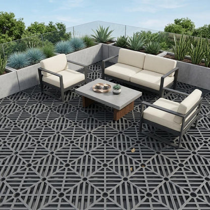 Interlocking Decking Tiles 30x30cm 10PC 20PC 30PC 40PC 50PC Outdoor Plastic Garden Flooring Tiles Patio Balcony Terrace Deck Tiles Grey