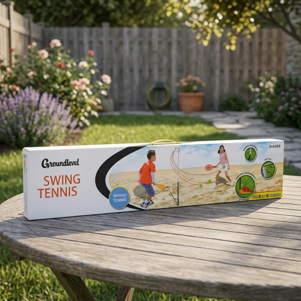 Garden Swing Tennis Ball Game Set Adjustable Height Outdoor Family Garden Game for Kids & Adults with Stable Base