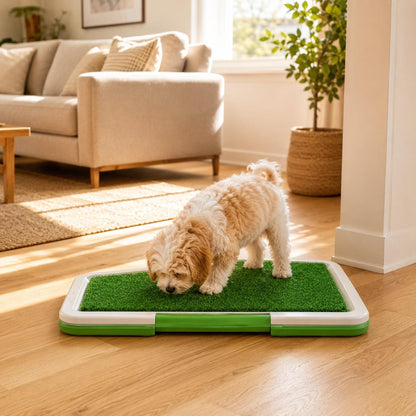 Pet Toilet Training System with Grass Surface Reusable Indoor Puppy Training Pad Easy Drain Pet Tray