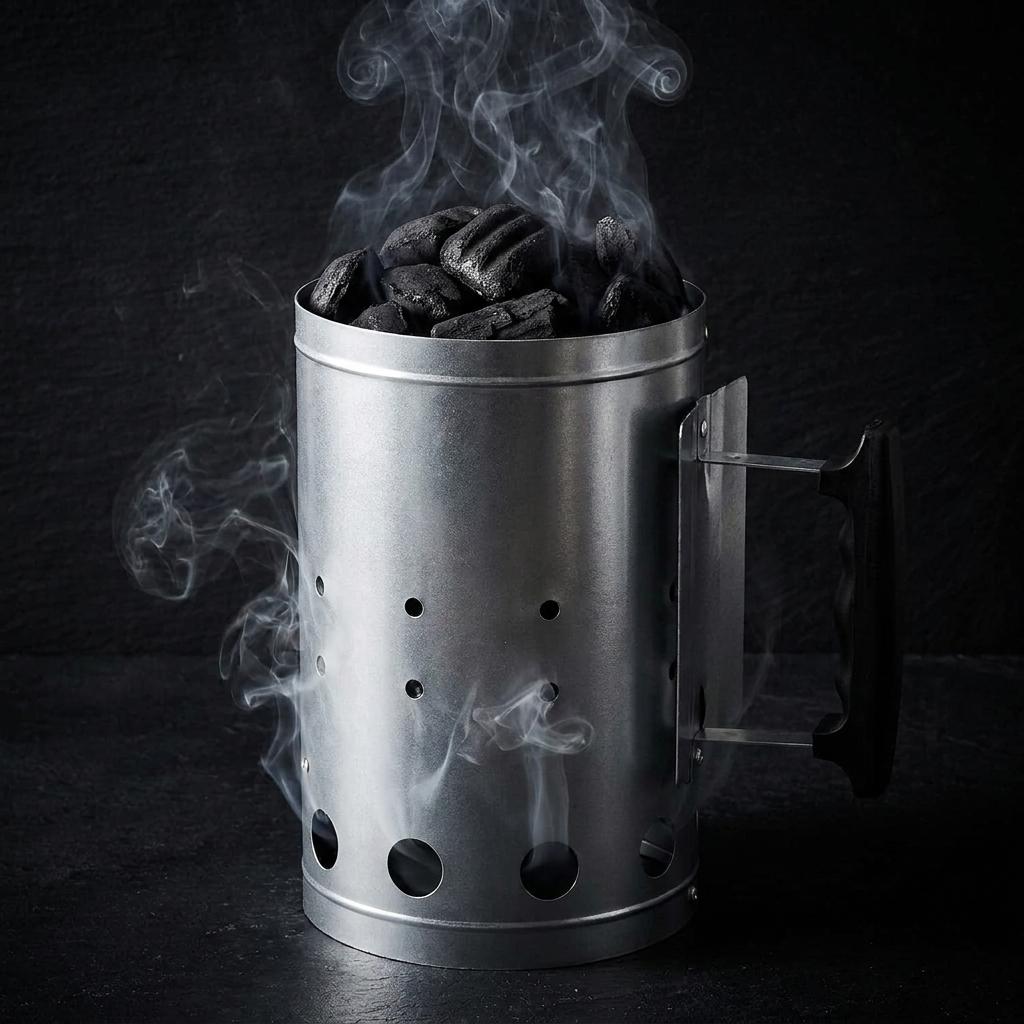 BBQ Charcoal Chimney Starter 19 x 27cm Heavy Duty Steel Charcoal Starter with Heat Resistant Handle for BBQ Grills, Smokers & Outdoor Cooking