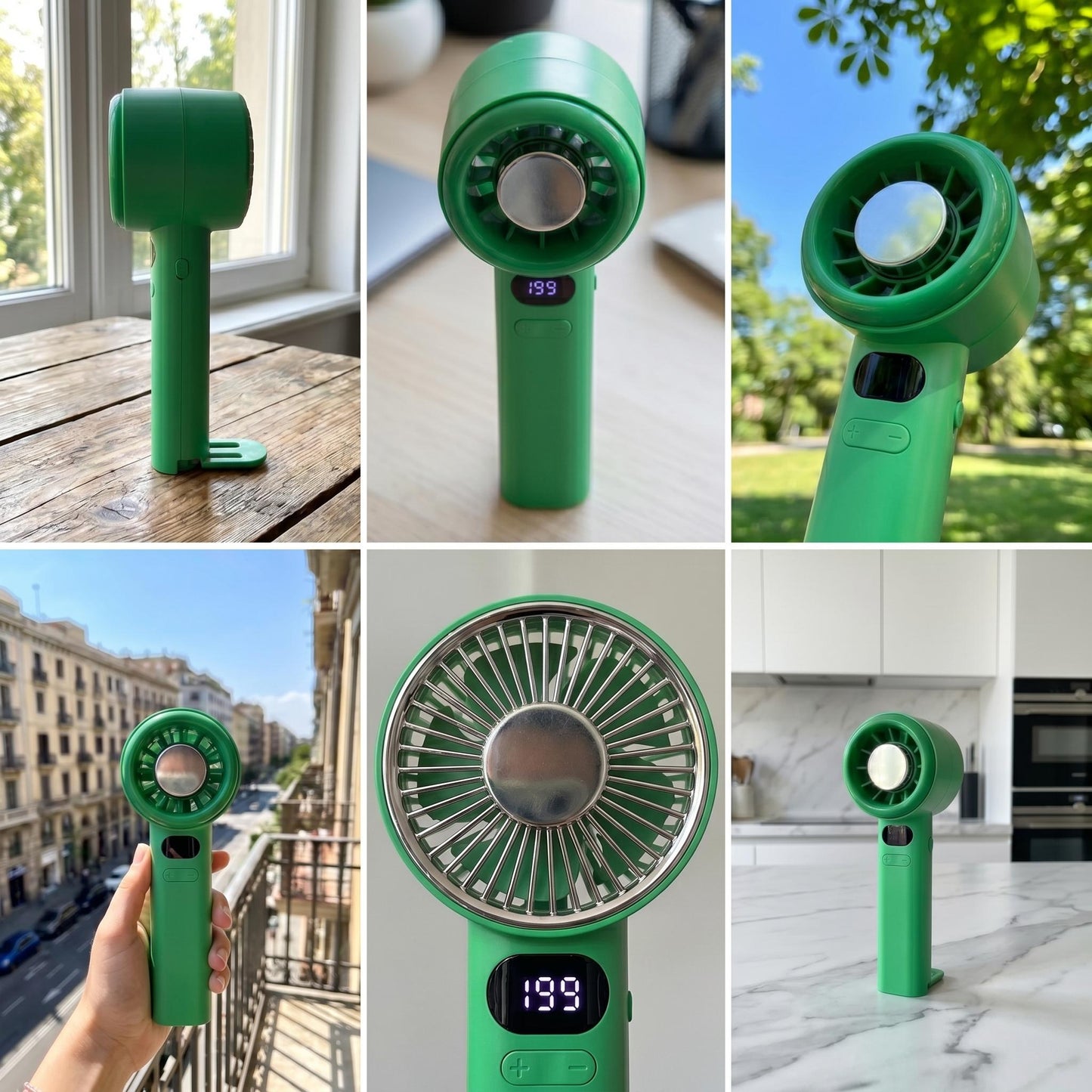 Portable Handheld Fan with Digital Display – Rechargeable Mini Cooling Fan, Adjustable Speed Personal Fan for Travel, Office & Outdoor Use