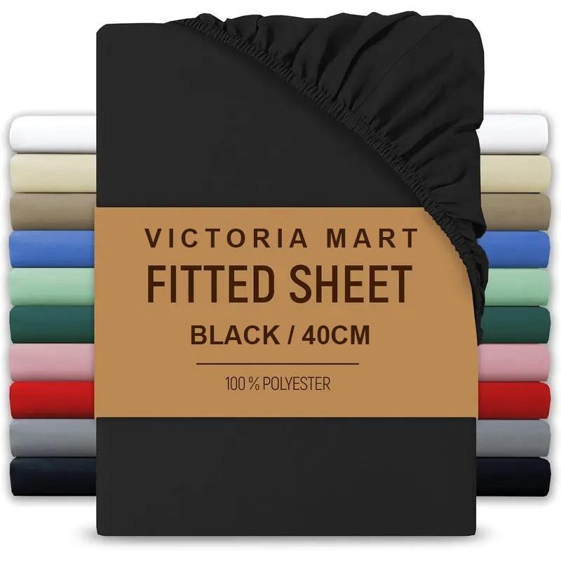 Extra Deep Fitted Bed Sheet 40cm Soft Plain Mattress Cover with Elastic Fit Easy Care Bedding for Daily Use