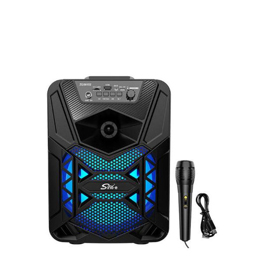 8 Inch Wireless Bluetooth Trolley Speaker with Microphone LED Lights Portable Outdoor Party Speaker with Rechargeable Battery