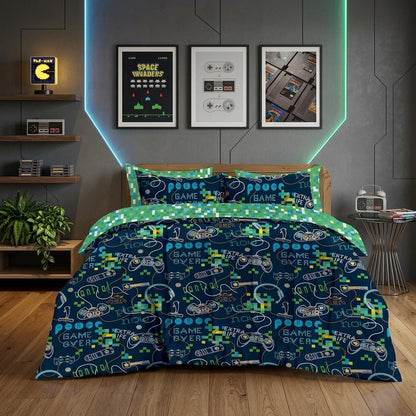 Kids Coverless 10.5 TOG Quilts Single Duvet 135cm x 200cm Double Duvet 200cm x 200cm Girls Boys Gamer Design Quilts with Pillowcases