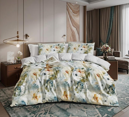 Floral Duvet Cover Set 3 Piece Double & King Size Soft Microfiber Bedding Set with 2 Pillowcases Floral Bed Linen Quilt Cover UK