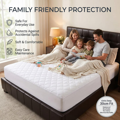 Quilted Mattress Topper Protector 30cm Extra Deep Fitted Mattress Cover Soft Breathable Mattress Pad Single Double King Super King