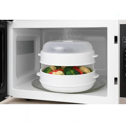 2 Tier Microwave Vegetable  Cookware Steamer with Lid Healthy Rice Pasta Cooker Pot BPA-Free Food Steaming Container