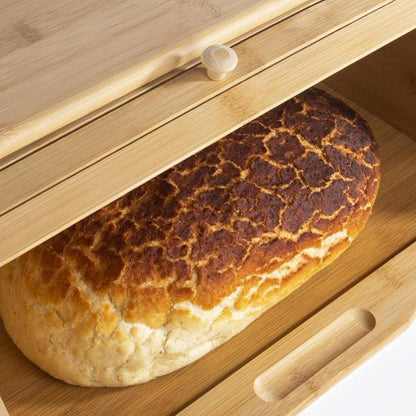 Bamboo Bread Bin Roll-Top Bread Box Wooden Kitchen Storage Bin Bread Container With Roll-Top Lid Kitchen Utensils