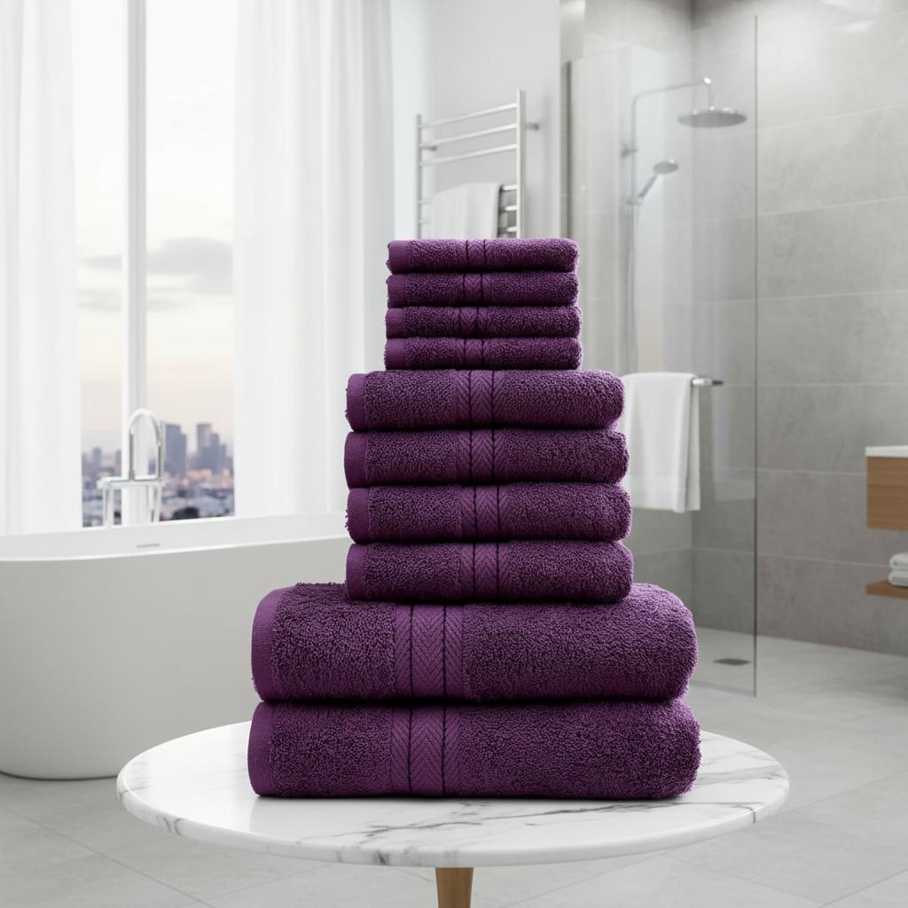 10 Pieces Premium Egyptian Cotton Towel Bale set Hotel Quality Face Hand & Bath Towels Soft & Absorbent 500GSM