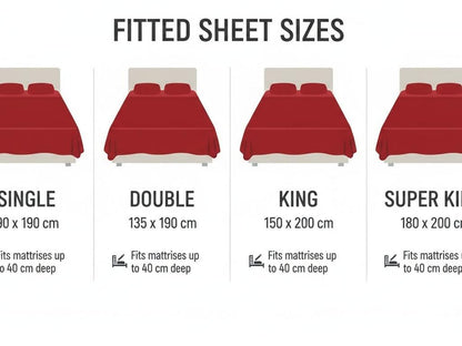 Extra Deep Fitted Bed Sheet 40cm Soft Plain Mattress Cover with Elastic Fit Easy Care Bedding for Daily Use