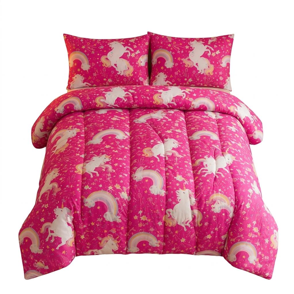 Reversible Coverless Duvet Set 10.5 Tog Soft Quilted Bedding Set with Pillowcases Unicorn Gamer Print Single Double