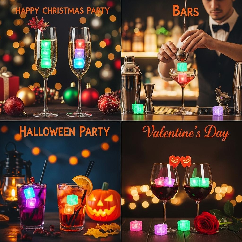 Ice Cube 12 Led ice cube Waterproof Reusable Water Activated Ice Cube DIY Toy for Party Wedding Bars Decor, Christmas Gift