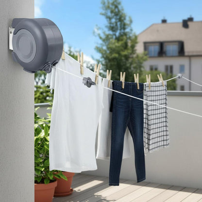 26m Dual Retractable Washing Line - Heavy Duty Wall-Mounted Clothes Dryer Line for Indoor & Outdoor Use - Laundry Adjustable