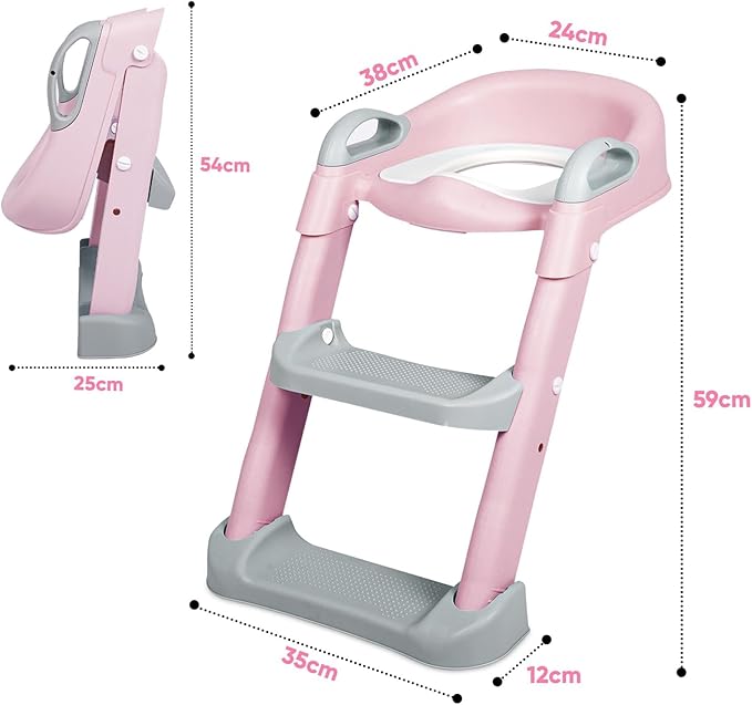 Toddler Potty Training Seat with Adjustable Ladder Steps Non-Slip Kids Toilet Training Seat Safe BPA-Free Toilet Trainer for Boys & Girls