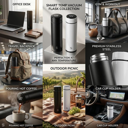 500ML Smart Vacuum Flask with LCD Temperature Display Stainless Steel Insulated Water Bottle Hot & Cold UK