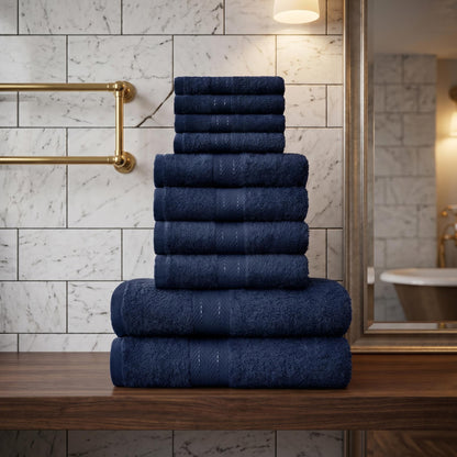 10 Pieces Premium Egyptian Cotton Towel Bale set Hotel Quality Face Hand & Bath Towels Soft & Absorbent 500GSM