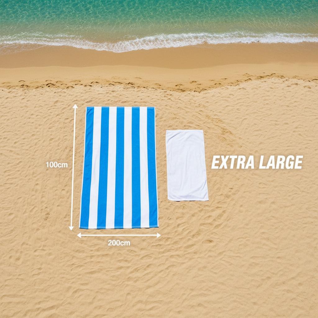 Sand Free Beach Towel Extra Large 100x200cm Kabana Stripe Quick Dry Microfibre Towel for Beach, Pool & Travel