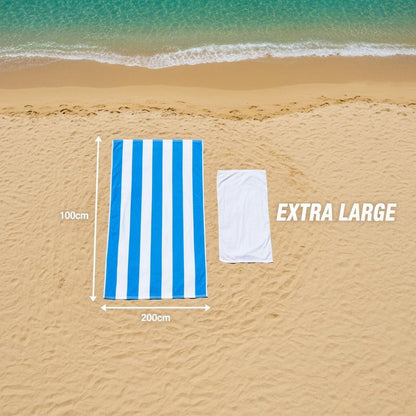 Sand Free Beach Towel Extra Large 100x200cm Kabana Stripe Quick Dry Microfibre Towel for Beach, Pool & Travel