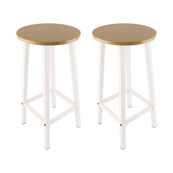 Solid Wood Bar Stools Set of 2 – Stylish Modern Breakfast Bar Seating with Durable Metal Legs, Space-Saving Kitchen Island Stools (3 Color Options)