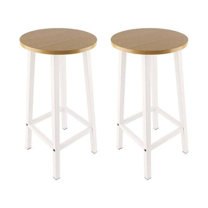 Solid Wood Bar Stools Set of 2 – Stylish Modern Breakfast Bar Seating with Durable Metal Legs, Space-Saving Kitchen Island Stools (3 Color Options)