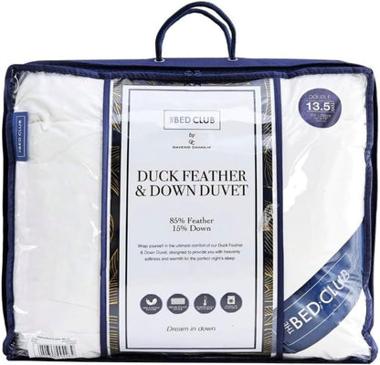 13.5 Tog Duck Feather & Down Duvet All Seasons Quilt with Anti-Dust Mite Down-Proof Cover Soft Warm & Machine Washable