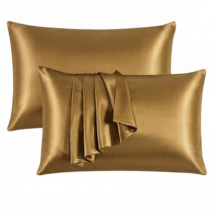 Satin Silk Pillowcases for Hair and Skin 2 Pack Standard Size 50x75cm Envelope Closure Pillow Case