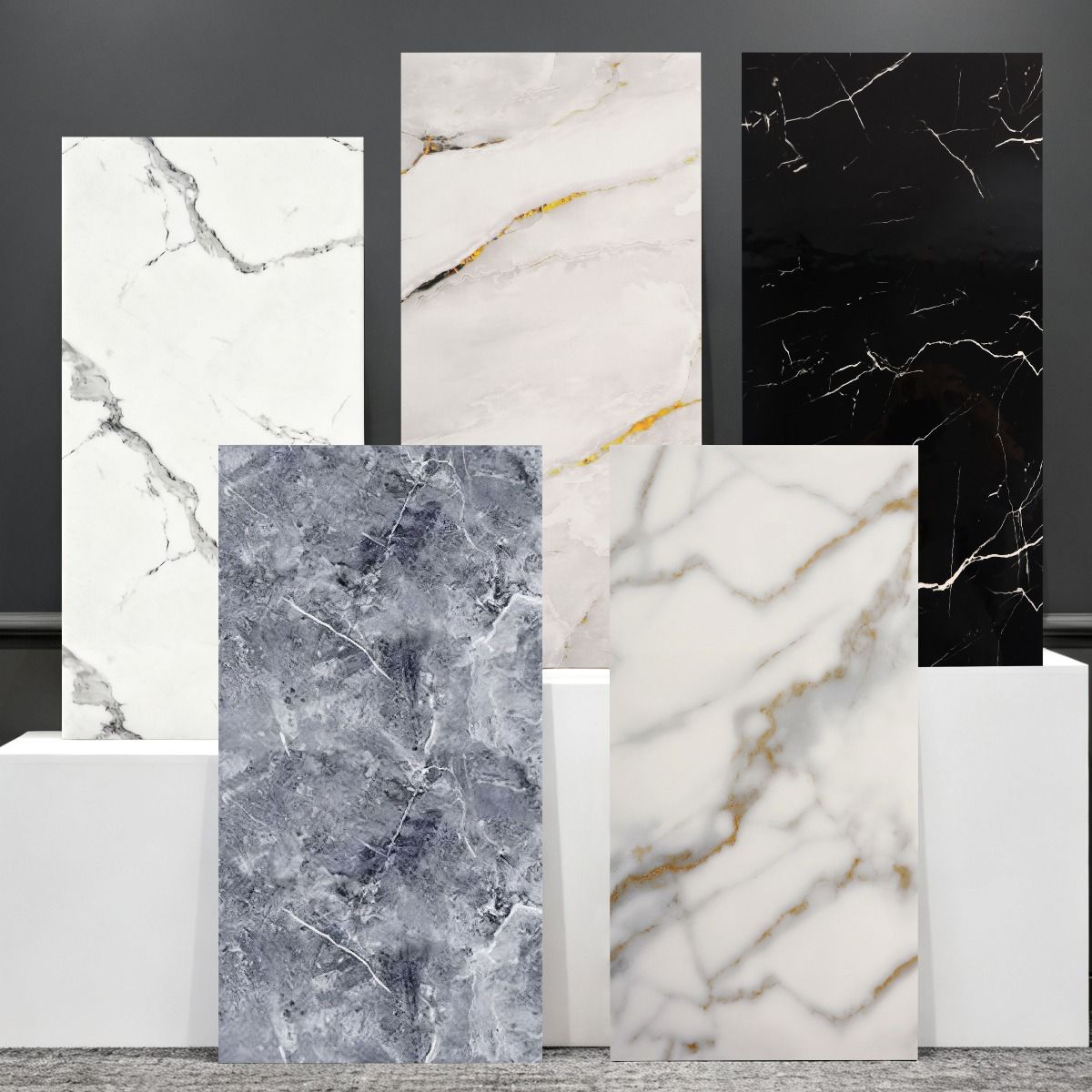 Waterproof Self-Adhesive Marble Wall Tiles Easy Fit Peel & Stick Kitchen Bathroom Panels 10 20 or 50 Pack 60L x 30W cm Lightweight Smooth Decoration