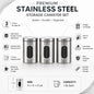 3 Piece Stainless Steel Kitchen Storage Canister Set with Lids 1.5L Coffee Tea Sugar Storage Containers Powder Coated Metal Kitchen Storage Jars
