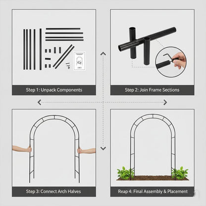 2.4M Metal Garden Arch – Heavy-Duty Steel Plant Support