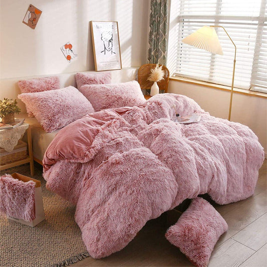 Snuggle Duvet Cover Set Warm & Cosy Bed Quilt Sherpa Fleece Bedding Set with Pillowcases Soft Fleece Duvet Cover for Winter Comfort Easy Care
