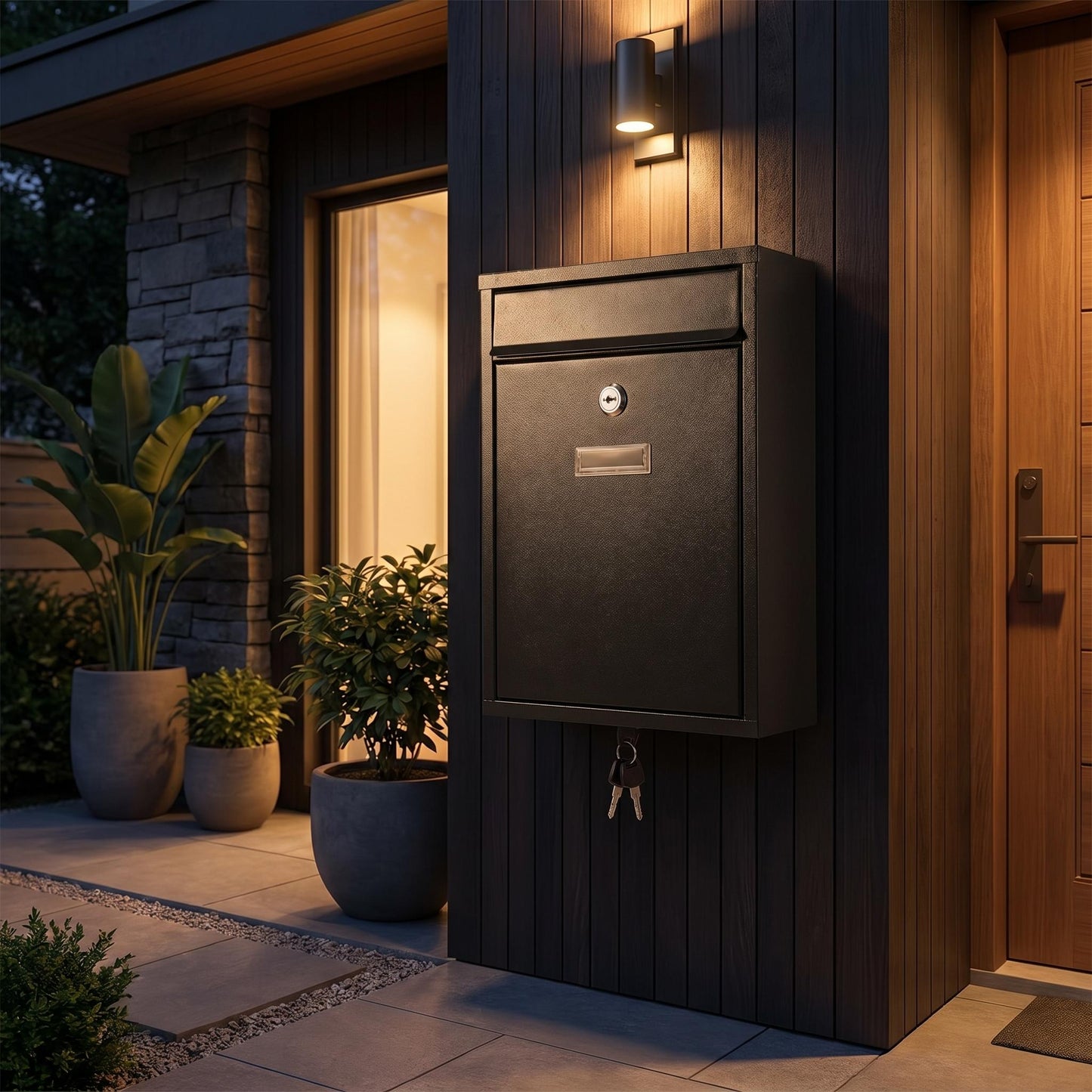 Large Lockable Letter Post Box Wall Mounted – Alloy Steel Mailbox with Keys, Weather Resistant Outdoor Post Box with Nameplate Holder