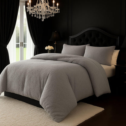 New Soft Teddy Fleece Duvet Quilt Cover Bedding Set with 2 Matching Pillow Cases Cosy bedding All Sizes Pink Teal Black Grey Snuggle Cozy bedding Duvet Cover