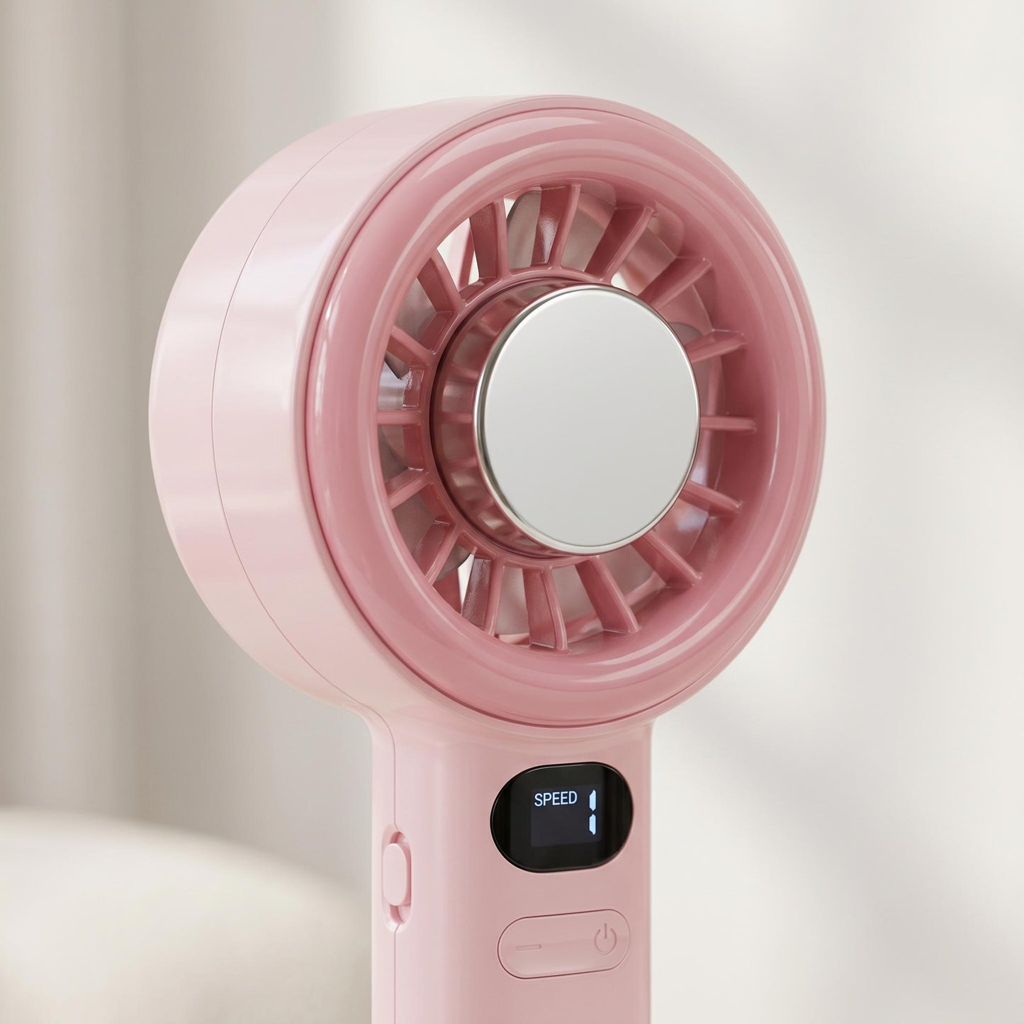 Portable Handheld Fan with Digital Display – Rechargeable Mini Cooling Fan, Adjustable Speed Personal Fan for Travel, Office & Outdoor Use