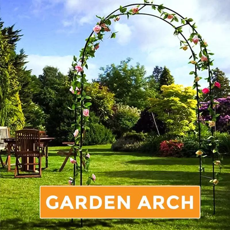 2.4M Garden Arch Trellis Metal Tubular Frame Climbing Plant Archway Arbour