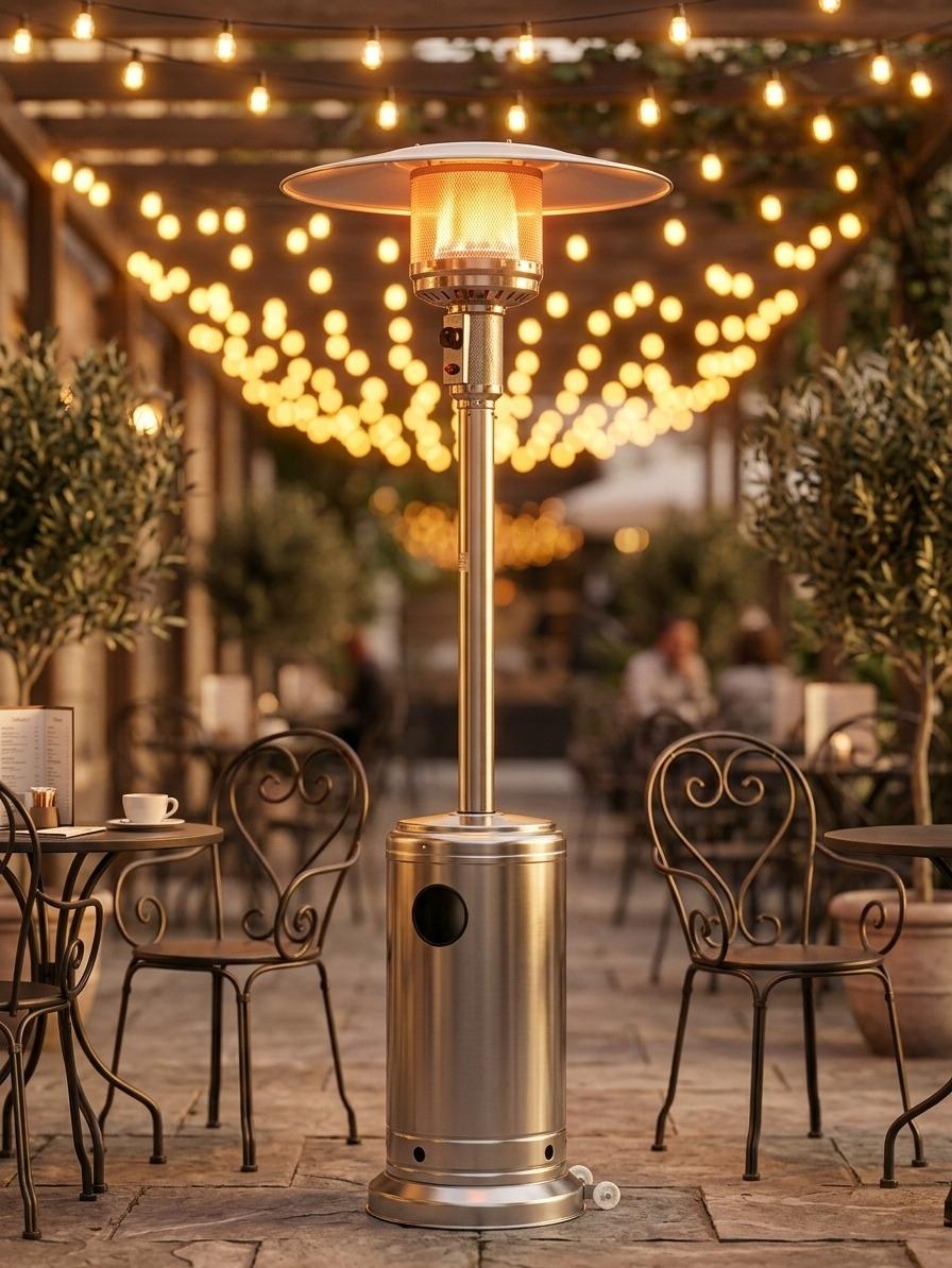 Outdoor Freestanding Gas Patio Heater with Adjustable Heat Control & Easy Ignition – Garden Terrace Outdoor Standing Heater for Patio, Balcony & Backyard Heating