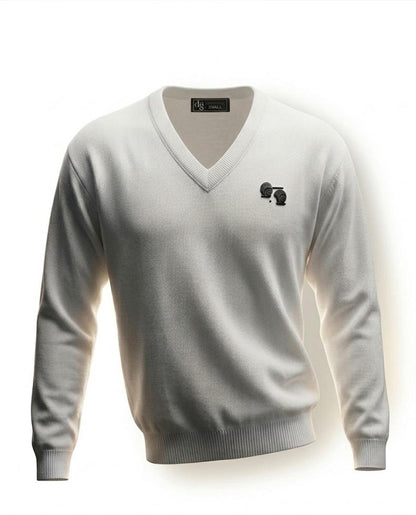 Men’s Lightweight White Sweater Bowling Golf Style Jumper Soft Knit Casual Top S–5XL Long Sleeve Breathable Fabric