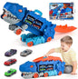 Dinosaur Truck Toy Set with Music Foldable Sliding Race Track Transforms into Standing T-rex Best Birthday Gifts Toys Boys Girls