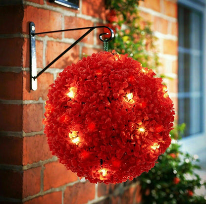 Solar Powered Topiary Ball Lights – 27cm Hanging LED Garden Ornament for Wedding, Backyard and Balcony Decor