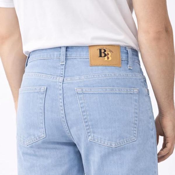Men’s Straight Leg Jeans Comfortable & Durable Stretchy Cotton Denim with Signature Button Detail Available in Black, Navy, Light Blue Sizes W30–W40 Menswear Pants