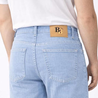 Men’s Straight Leg Jeans Comfortable & Durable Stretchy Cotton Denim with Signature Button Detail Available in Black, Navy, Light Blue Sizes W30–W40 Menswear Pants
