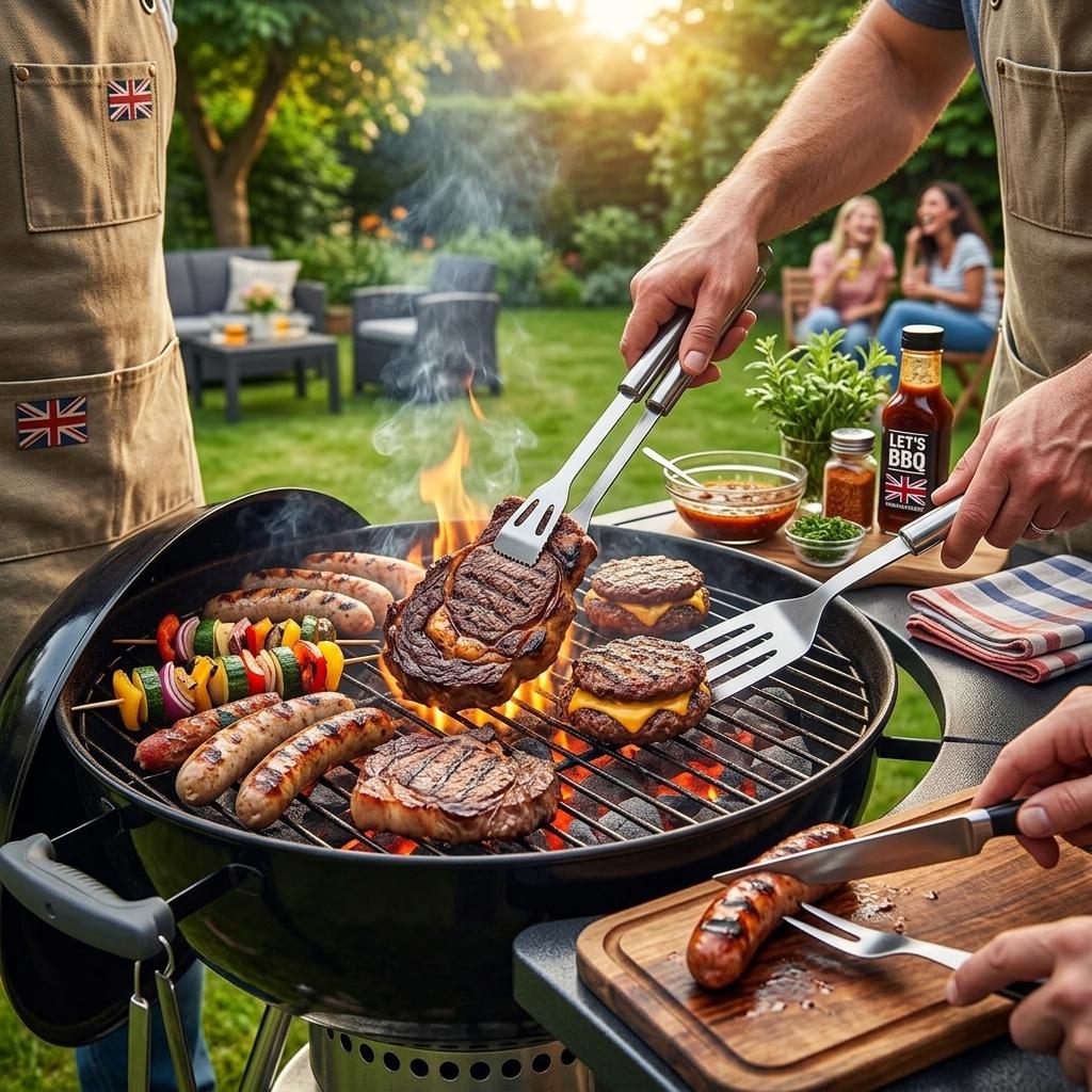 3 Piece Stainless Steel BBQ Tool Set with Food Turner, Tongs & Fork Barbecue Utensils with Hanging Loops BBQ Accessories for Garden, Camping & Outdoor Cooking