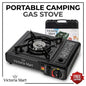 Portable Camping Gas Stove with Automatic Piezo Ignition Lightweight Butane Gas Cooker Outdoor Camping Stove with Carry Case for Hiking BBQ Fishing Picnic Travel 36 × 31 × 9 cm