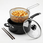 24cm Non-Stick Deep Fryer Pan Set with Basket, Glass Lid & Chopsticks Multi-Purpose Cooking Pot