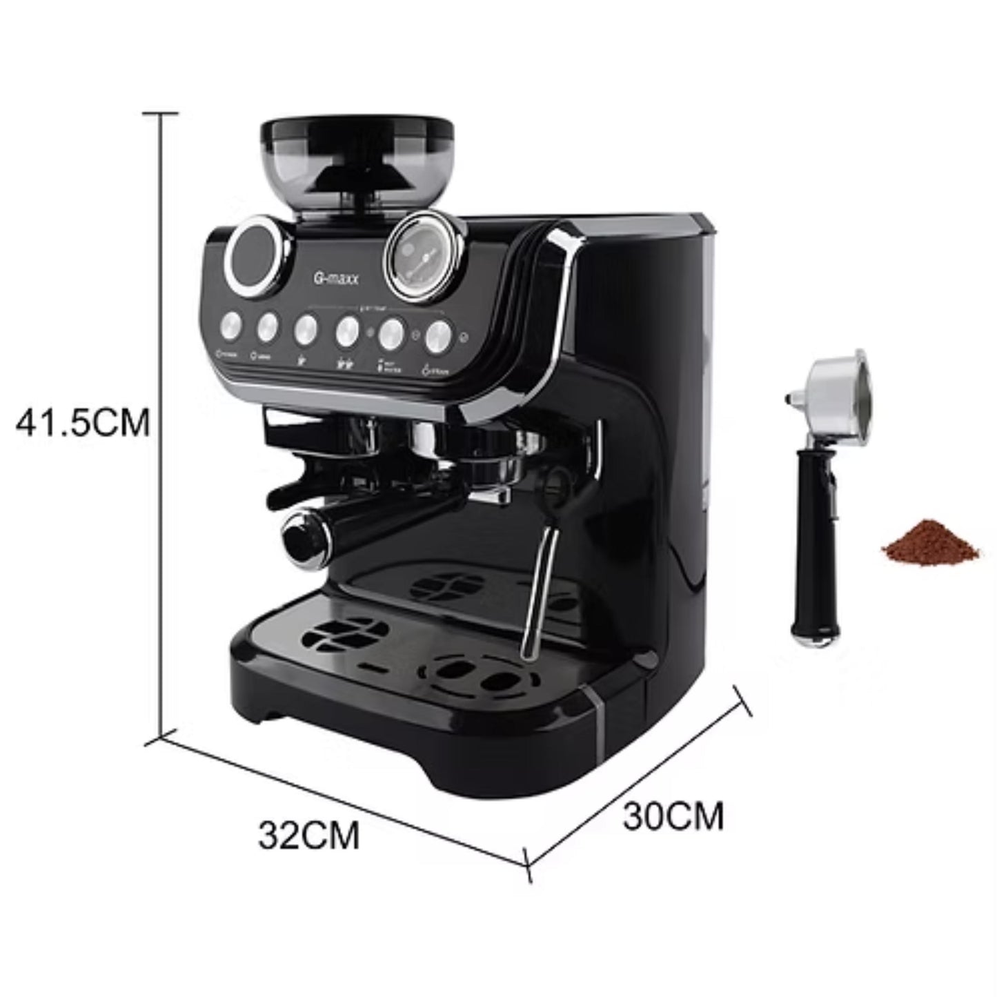 Home Coffee Machine Espresso Maker with Milk Frother Steam Wand Dual Shot Brewing and Pressure Gauge for Cappuccino Latte Lovers