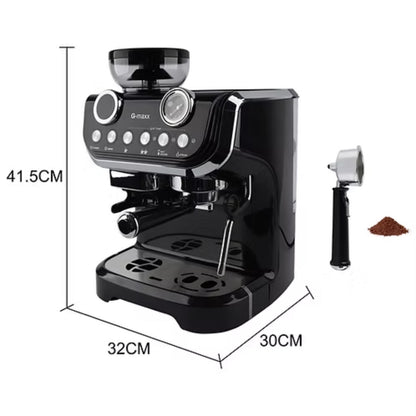 Home Coffee Machine Espresso Maker with Milk Frother Steam Wand Dual Shot Brewing and Pressure Gauge for Cappuccino Latte Lovers