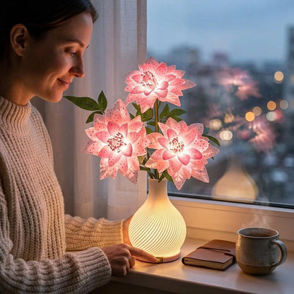 Decorative Flower Table Lamp USB Powered 38 x 13cm LED Style Desk Lamp for Bedroom, Living Room & Home Décor